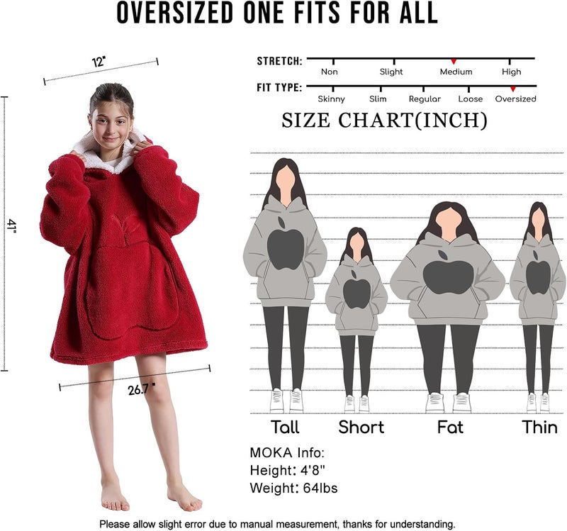 GoodtoU Wearable Kids Blanket Hoodie, Oversized Hooded Blanket for Girls Fluffy Plush Blanket Sweatshirt Warm Cozy Gifts - Image 3